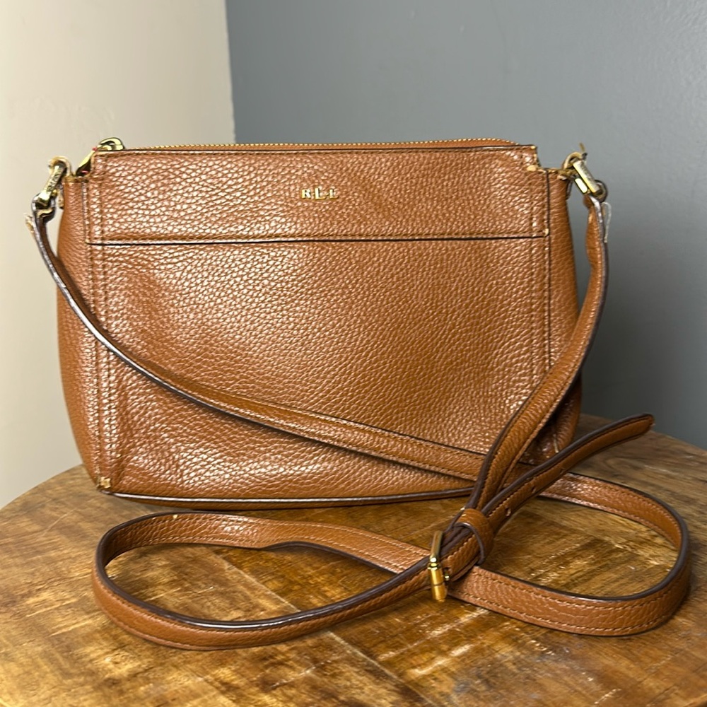 Ralph Lauren Brown Leather cross body purse